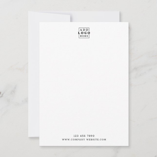 Minimalist Business Logo Company Contact Vertical Note Card (Front)