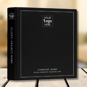 Minimalist Business Logo Company Name Black 3 Ring Binder