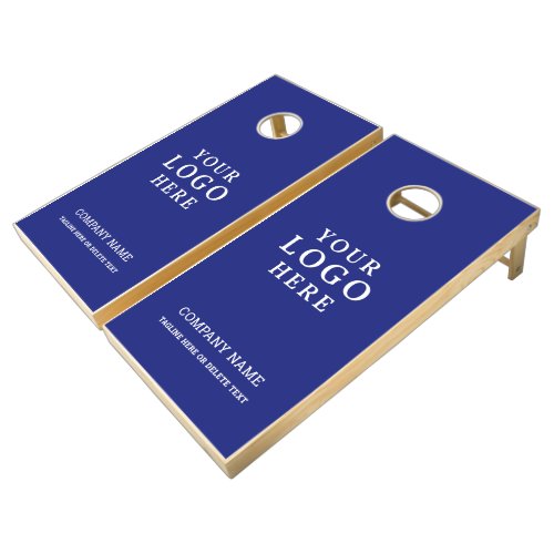 Minimalist Business Logo Company Name Blue Cornhole Set