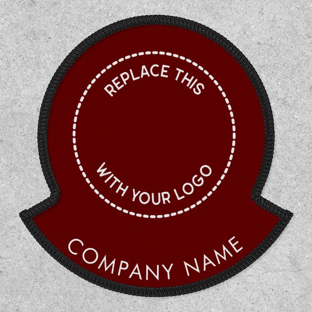 Minimalist Business Logo Company Name Burgundy Patch (Front)