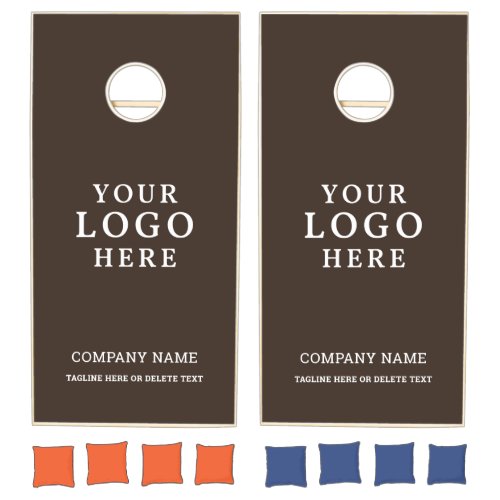 Minimalist Business Logo Company Name Dark Walnut Cornhole Set
