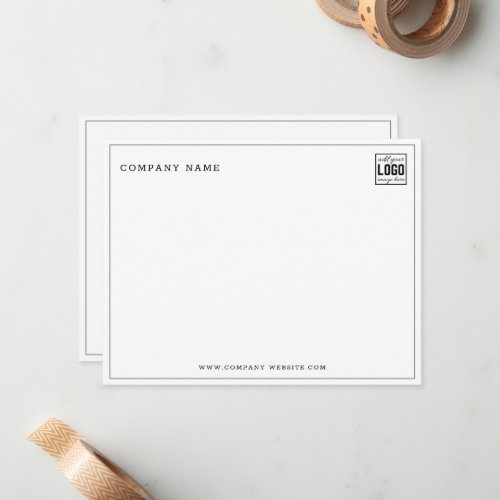 Minimalist Business Logo Company Name Gray Border Note Card