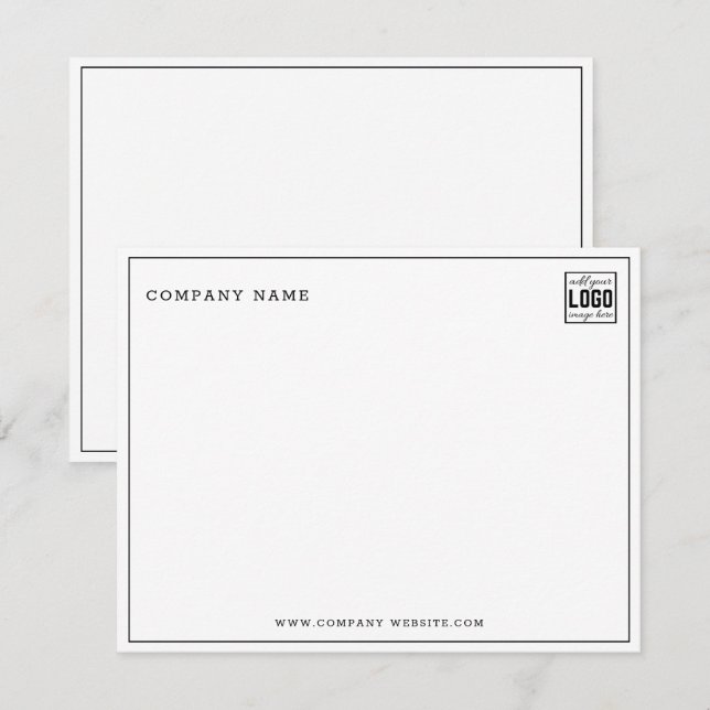 Minimalist Business Logo Company Name Note Card (Front/Back)