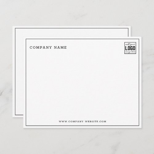 Minimalist Business Logo Company Name Note Card