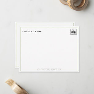 Minimalist Business Logo Company Name Olive Line Note Card
