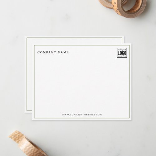 Minimalist Business Logo Company Name Olive Line Note Card