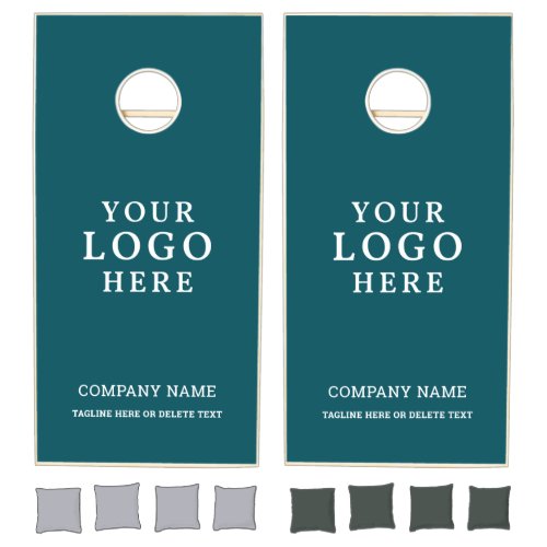 Minimalist Business Logo Company Name Teal Cornhole Set