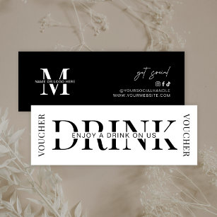 Minimalist Business Logo Corporate Drink Voucher Mini Business Card