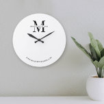 Minimalist Business Logo Corporate Gift Company Large Clock<br><div class="desc">Minimalist business wall clock design, featuring a simple black and white design with space for your monogram or logo. This fully editable design allows you to edit all text and colors to make your custom company branded clock. A great way to promote your business - use it in your office...</div>