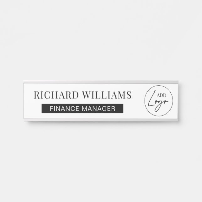 Minimalist Business Logo Employee Name Job Title Door Sign (Front)