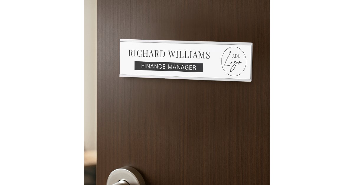 Minimalist Business Logo Employee Name Job Title Door Sign | Zazzle