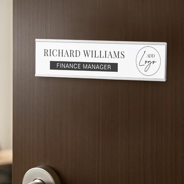 Minimalist Business Logo Employee Name Job Title Door Sign | Zazzle