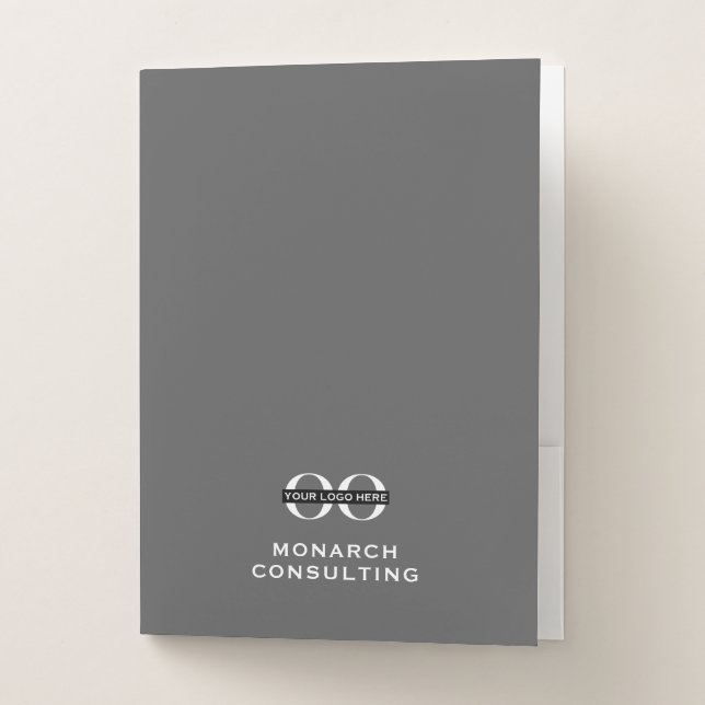 Minimalist Business Logo Gray Pocket Folder (Front)