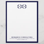 Minimalist Business Logo Letterhead Navy Frame<br><div class="desc">Make a lasting impression with this minimalist business logo letterhead featuring your company logo at the top and contact information at the bottom. The navy blue frame adds a touch of sophistication, while the clean white background ensures your message stands out. Customize with your own text and logo for a...</div>