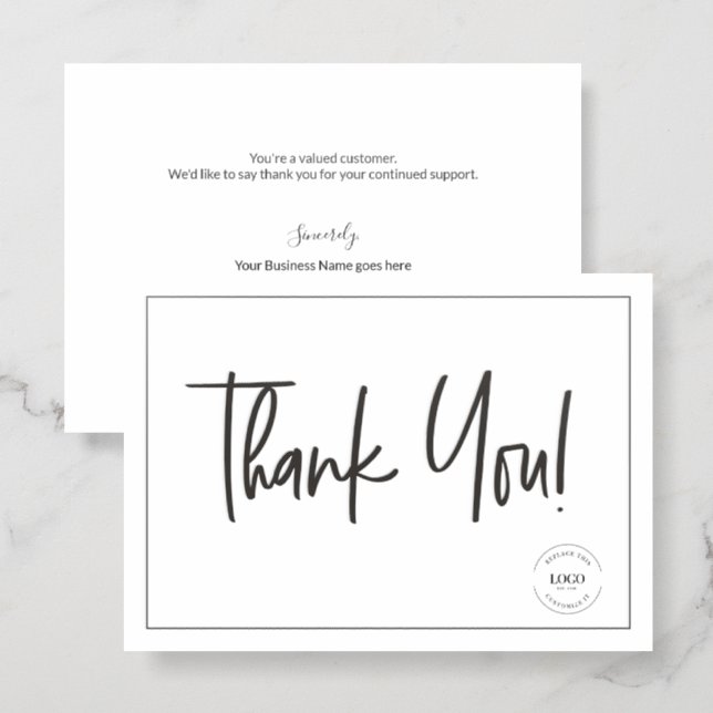 Minimalist Business Logo letterpress thank you Letterpress Photo Cards (Front/Back)