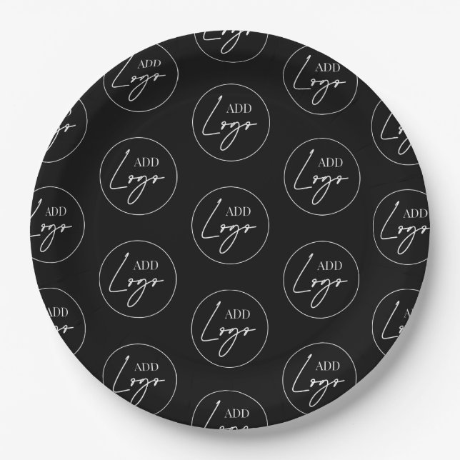 Minimalist Business Logo Pattern Personalized Paper Plates (Front)