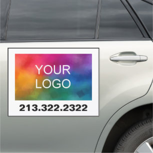 Minimalist Business Logo Phone Number Modern Car Magnet