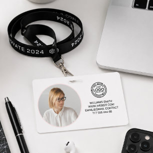 Minimalist Business Logo Photo Name Code Bar  Badge