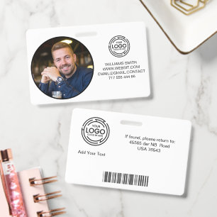 Minimalist Business Logo Photo Name Code Bar Badge