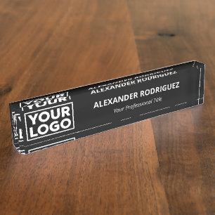Minimalist Business Logo Professional Black Desk Name Plate