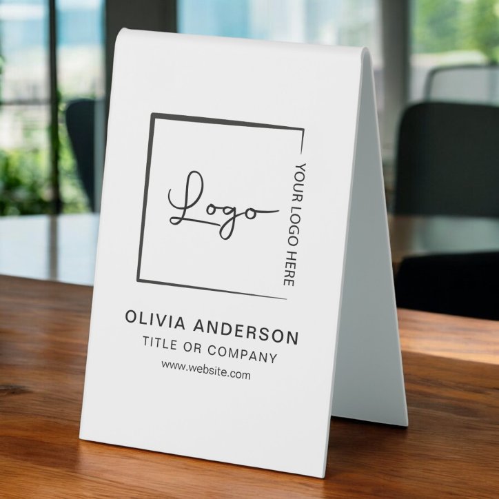 Minimalist Business Logo Professional Modern Table Tent Sign