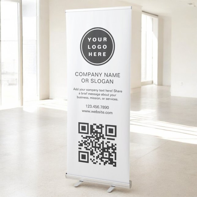 Minimalist Business Logo Professional QR Code Retractable Banner (Creator Uploaded)