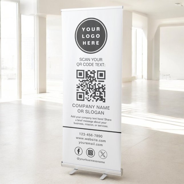 Minimalist Business Logo Professional QR Code Retractable Banner (Creator Uploaded)