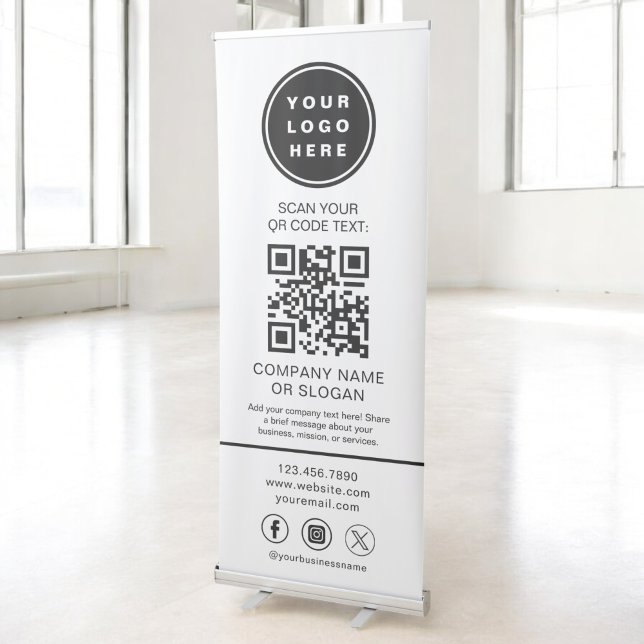 Minimalist Business Logo Professional QR Code Retractable Banner (Creator Uploaded)