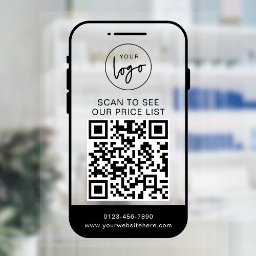 Minimalist Business Logo Scan Price List QR Code Window Cling