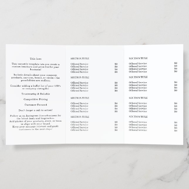 Minimalist Business Logo | Simple Trifold Design Brochure (Inside)