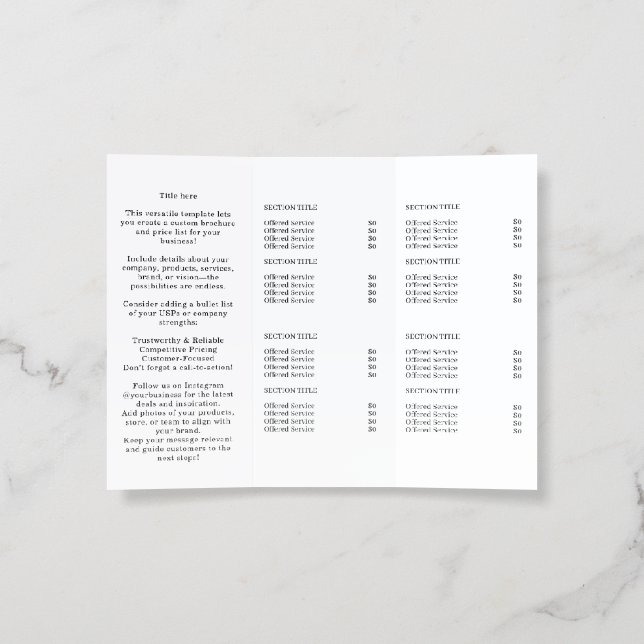 Minimalist Business Logo | Simple Trifold Design Brochure (Inside)