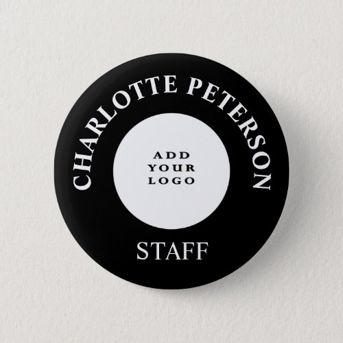 Minimalist Business Logo Staff Name Tag Custom  Button