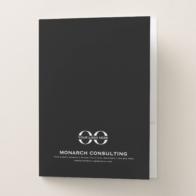 Minimalist Business Logo with Contact Info Pocket Folder (Front)