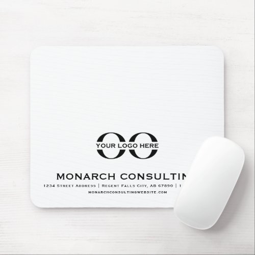 Minimalist Business Logo with Contact Information Mouse Pad