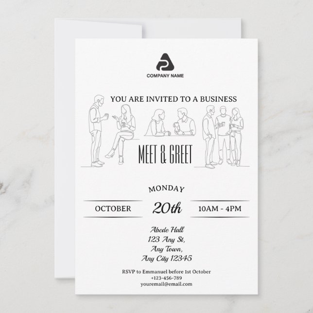 Minimalist Business Meet & Greet Invitation (Front)