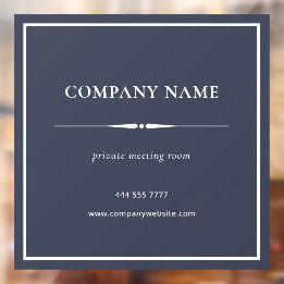 Minimalist Business Office Name White on Gray Window Cling