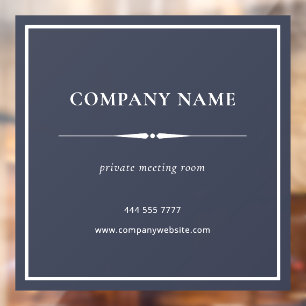Minimalist Business Office Name White on Gray Window Cling