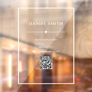 Minimalist Business Office White with QRcode Door Window Cling