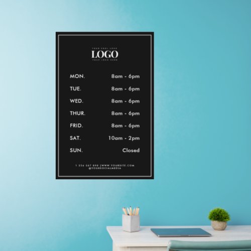 Minimalist Business Opening Hours Frame  Logo     Wall Decal