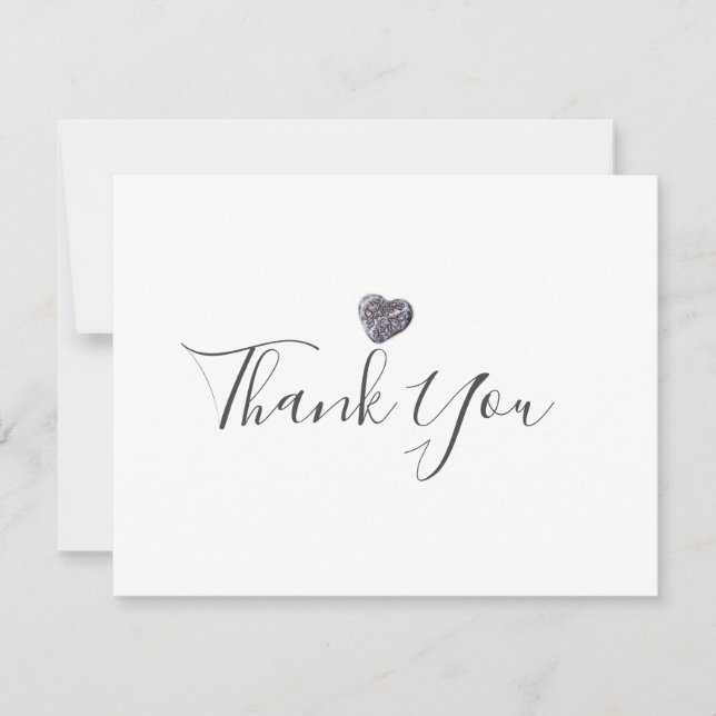 Minimalist Business Pebble Heart Thank You Card (Front)