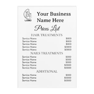 Minimalist Business price list  Acrylic Print