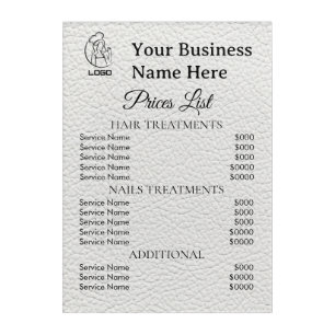 Minimalist Business price list  Acrylic Print