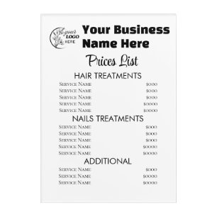 Minimalist Business price list Acrylic Print