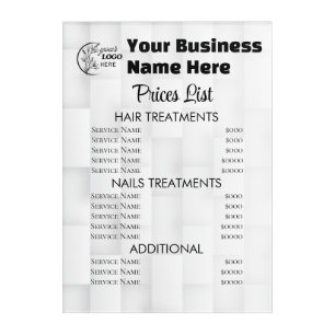 Minimalist Business price list Acrylic Print