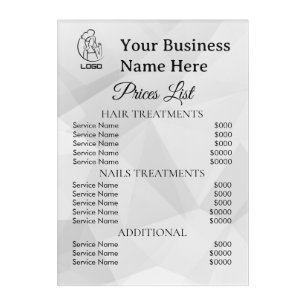 Minimalist Business price list  Acrylic Print