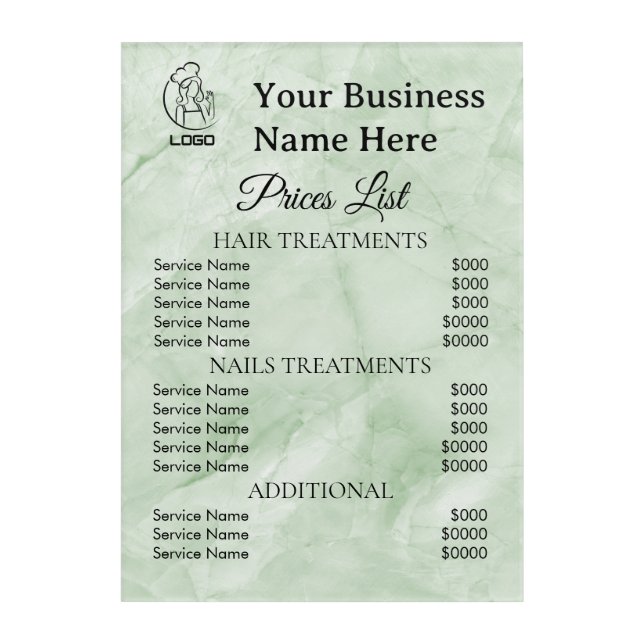 Minimalist Business price list  Acrylic Print (Front)