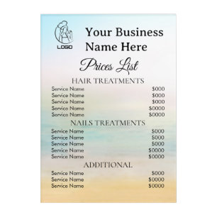 Minimalist Business price list  Acrylic Print