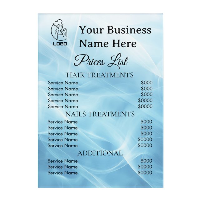 Minimalist Business price list  Acrylic Print (Front)