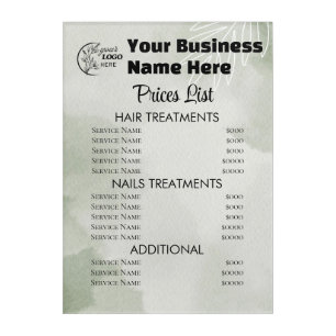 Minimalist Business price list Acrylic Print