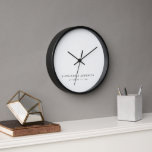 Minimalist Business Professinals Job Title Clock<br><div class="desc">This minimalist and professional wall clock features your name and job title in black on white background. Personalize it for your needs. Perfect for executives,  accountants,  lawyers,  realtors,  financial analysts,  consultants,  graphic designers,  writers,  interior designers,  and any business professionals. You can find matching products at my store.</div>